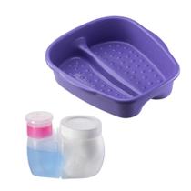 Kit Manicure e Pedicure Porta Acetona e Algodão + Bacia Pés Salão de Beleza Cores Dompel - Roxo