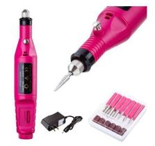 Kit Manicure e Pedicure Profissional Elétrica Rosa Máquina de Lixa Unhas Bivolt 110 a 240v Velocidade até 20.000 RPM Bro