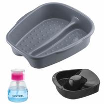 Kit Manicure e Pedicure Tigela mão + Bacia Pés + Porta acetona Salão de Beleza Cores Dompel - Cinza Kit Manicure e Pedicure Tigela mão + Bacia Pés + Porta acetona Salão de Beleza Cores Dompel - Cinza