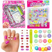 Kit Manicure Infantil com Unhas e Adesivos + Caixa de Miçangas e Letras Infantil Kit Manicure Infantil com Unhas e Adesivos + Caixa de Miçangas e Letras Infantil