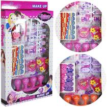 Kit manicure infantil com unhas posticas + separador de dedo e acessorios princess make up 19 pecas - 20 COMERCIAL