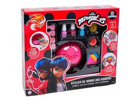 Kit Manicure Infantil Ladybug Miraculous Com Esmalte Glitter e Acessórios Para Meninas