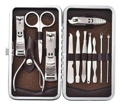 Kit Manicure Masculino Feminino Estojo 12 Peças Aço Inox