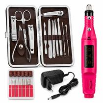 Kit Manicure Pedicure 12 Peças Aço Inox E Lixadeira Elétrica Unhas Bivolt Kit Manicure Pedicure 12 Peças Aço Inox E Lixadeira Elétrica Unhas Bivolt