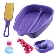 Kit Manicure Pedicure Completo Tigela mão + Bacia Pés + Lixa + Separador E Porta acetona Dompel - Roxo