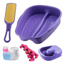 Kit Manicure Pedicure Completo Tigela mão + Bacia Pés + Lixa + Separador Porta acetona e algodão Dompel - Roxo