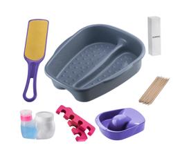 Kit Manicure Pedicure Palito Tigela mão Bacia Pés Lixa Separador Porta acetona e algodão Dompel - Cinza