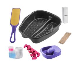Kit Manicure Pedicure Palito Tigela mão Bacia Pés Lixa Separador Porta acetona e algodão Dompel - Preto