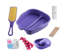 Kit Manicure Pedicure Palito Tigela mão Bacia Pés Lixa Separador Porta acetona e algodão Dompel - Roxo
