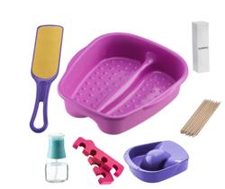 Kit Manicure Pedicure Palito Tigela mão Bacia Pés Lixa Unha Separador de Dedo Porta acetona Dompel - Rosa