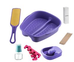 Kit Manicure Pedicure Palito Tigela mão Bacia Pés Lixa Unha Separador de Dedo Porta acetona Dompel