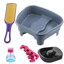Kit Manicure Pedicure Porta Acetona Tigela Mão Bacia Separador de Dedos Pés Pedestal e Lixa Dompel - Cinza Kit Manicure Pedicure Porta Acetona Tigela Mão Bacia Separador de Dedos Pés Pedestal e Lixa Dompel - Cinza