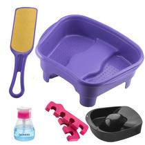 Kit Manicure Pedicure Porta Acetona Tigela Mão Bacia Separador de Dedos Pés Pedestal e Lixa Dompel - Roxo