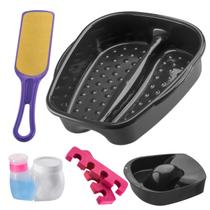 Kit Manicure Pedicure Tripé + Tigela mão + Bacia Pés + Lixa + Separador Porta acetona algodão Dompel