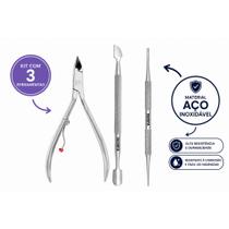 Kit Manicure Profissional Alicate Cutícula Prateada Espátula e Palito Inox Dilcintia Beauty Kit Manicure Profissional Alicate Cutícula Prateada Espátula e Palito Inox Dilcintia Beauty