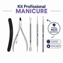 Kit Manicure Profissional Alicate Espátula Empurrador Inox Kit Manicure Profissional Alicate Espátula Empurrador Inox