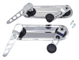 Kit Manivelas e Maçanetas Esportivas Cromadas Portas Espelhos Inox Modelo 1 Reto Liso Fusca 1970 a 1977