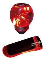 Kit Manopla Bola De Câmbio Redonda Freio Com Led Vermelho Anel de Ré