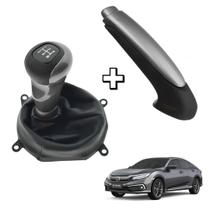 Kit Manopla Coifa Capa Freio De Mão Honda New Civic 2007 até 2011 Kit Manopla Coifa Capa Freio De Mão Honda New Civic 2007 até 2011