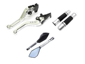 Kit Manopla Fechada Jupiter Retrovisor TM2 Manete Fazer Lander Crosser Tenere