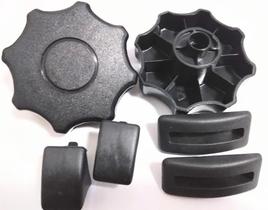 Kit Manopla Roldana Banco + Botão Trava + Arremate Celta Kit Manopla Roldana Banco + Botão Trava + Arremate Celta