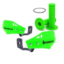 Kit Manoplas Waffle + Protetor Mão Mx1 Verde Neon - Biker