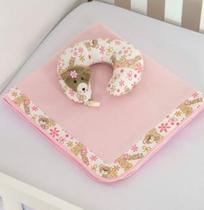 Kit Manta + Almofada Pescoço Ursinha Rosa Talismã Kit Manta + Almofada Pescoço Ursinha Rosa Talismã