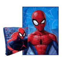 Kit Manta+Almofada Spider Man Marvel Disney Personagem Homem Aranha