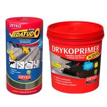 Kit Manta Asfáltica Aluminizada 30cm 10m + Primer 1 Litro Dryko - Telhado Laje Baú Fita Térmica Impermeabilizante Telha