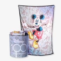 Kit Manta+Balde de Pipoca Disney Mickey Especial 100 Anos de Admiração