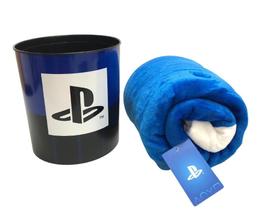 Kit manta + balde pipoca playstation - zona criativa