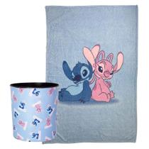 Kit Manta + Balde Pipoca STITCH E ANGEL DISNEY Zona Criativa