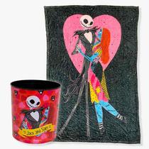 Kit Manta c/ Balde pipoca Disney Jack skellington and Sally Cor:Vermelha Kit Manta c/ Balde pipoca Disney Jack skellington and Sally Cor:Vermelha