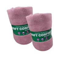 Kit Manta Cobertor Soft Casal Microfibra Toque Veludo Rosa - AGF TEXTIL