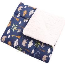 Kit Manta com Sherpa Dupla Face para Bebê Safari 04 Peças