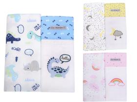 Kit Manta Cueiro Bordado e Estampado Flanelado Menina ou Menino 80x80 C/2 100% Algodão Enxoval Recém Nascido Maternidade Kit Manta Cueiro Bordado e Estampado Flanelado Menina ou Menino 80x80 C/2 100% Algodão Enxoval Recém Nascido Maternidade