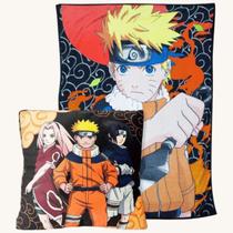 Kit Manta de Cama C/ Almofada Naruto Uzumaki Zona Criativa