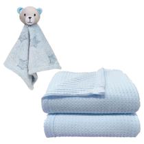 Kit Manta Donna Termocelular e Naninha Urso Azul - Laço Bebê