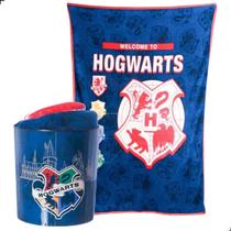 Kit manta e balde de pipoca Harry Potter Hogwarts cineminha - Zona Criativa