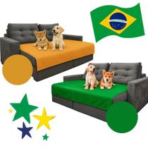 Kit Manta Impermeável Capa Protetora Para Sofá Verde e Amarelo Copa Brasil