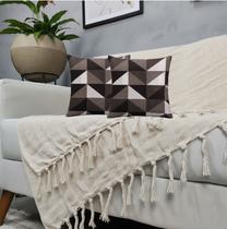 Kit Manta Para Sofá + 2 Capas De Almofada Com. Zíper Cor:06