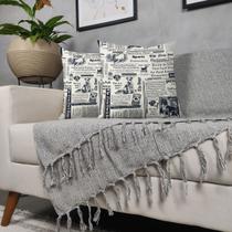 Kit Manta Para Sofá Cinza + 2 Capas De Almofada Com Zíper Kit Manta Para Sofá Cinza + 2 Capas De Almofada Com Zíper