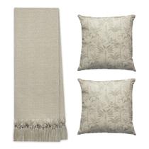 Kit Manta Para Sofá Lisa Protetora Com 2 Capas de Almofada Farm ou Savana