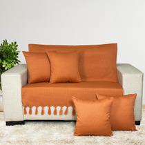 Kit Manta Para Sofá Luxo Peseira Com 4 Capas De Almofada Decorativa