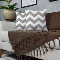 Kit Manta Para Sofá Marrom + 2 Capas De Almofada Com Zíper Cor:06