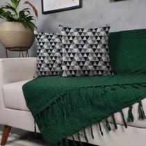 Kit Manta Para Sofá Verde + 2 Capas De Almofada Com Zíper Cor:06