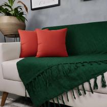 Kit Manta Para Sofá Verde + 2 Capas De Almofada Com Zíper Cor:06