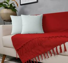 Kit Manta Para Sofá Vermelho + 2 Capas De Almofada Com Zíper Cor:03 Kit Manta Para Sofá Vermelho + 2 Capas De Almofada Com Zíper Cor:03
