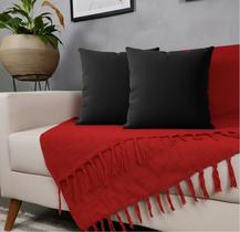 Kit Manta Para Sofá Vermelho + 2 Capas De Almofada Com Zíper Cor:06