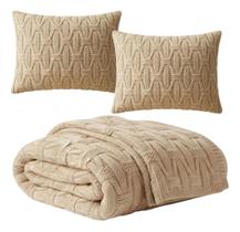Kit Manta Peseira Queen 70x220 2 Capas 55x35 Tricot Premium